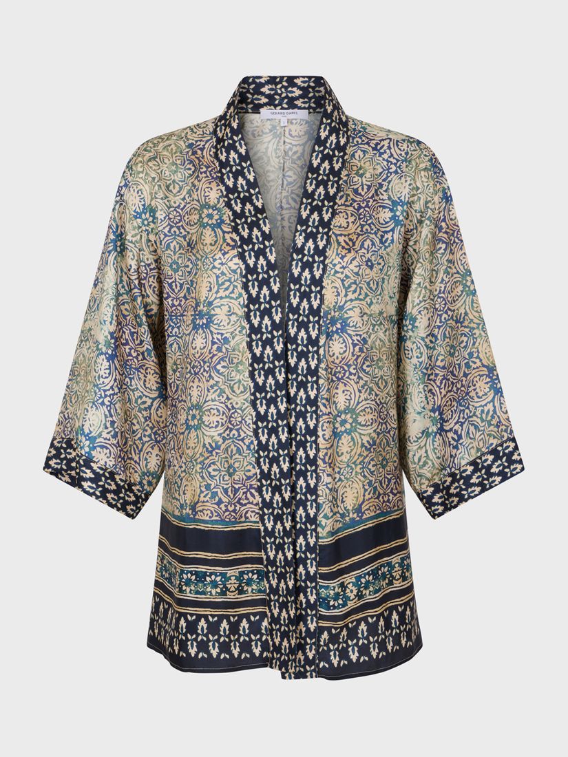 Buy Gerard Darel Brunella Floral Silk Kimono, Indigo/Multi Online at johnlewis.com