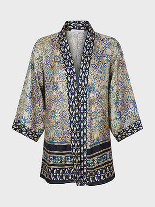 Gerard Darel Brunella Floral Silk Kimono, Indigo/Multi