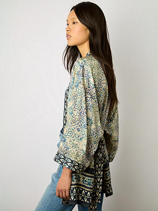 Gerard Darel Brunella Floral Silk Kimono, Indigo/Multi