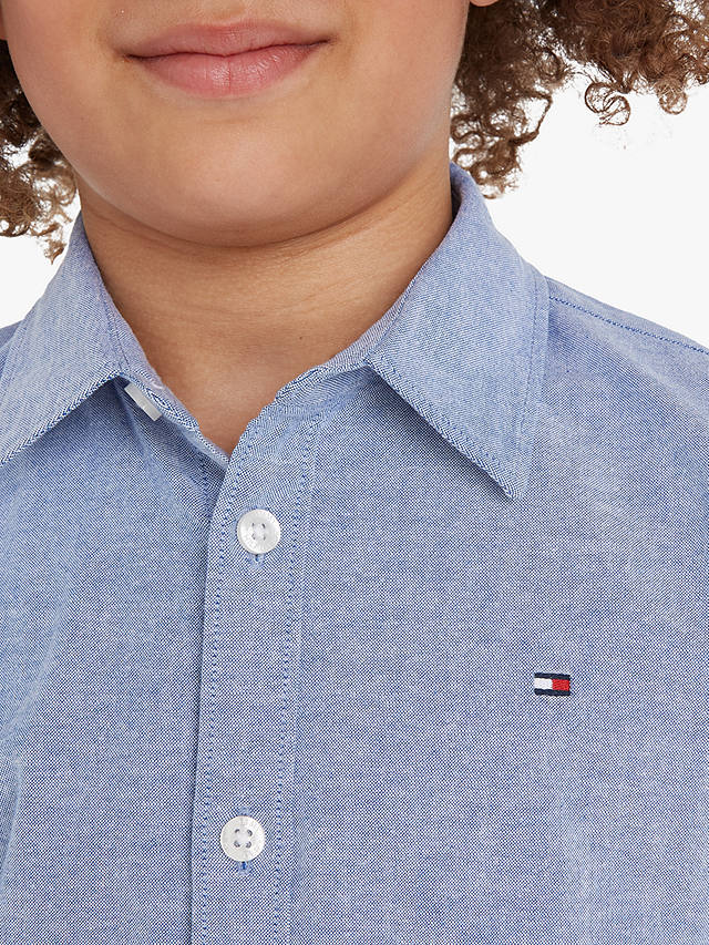 Tommy Hilfiger Kids' Flag Logo Oxford Shirt, Ultra Blue Melange