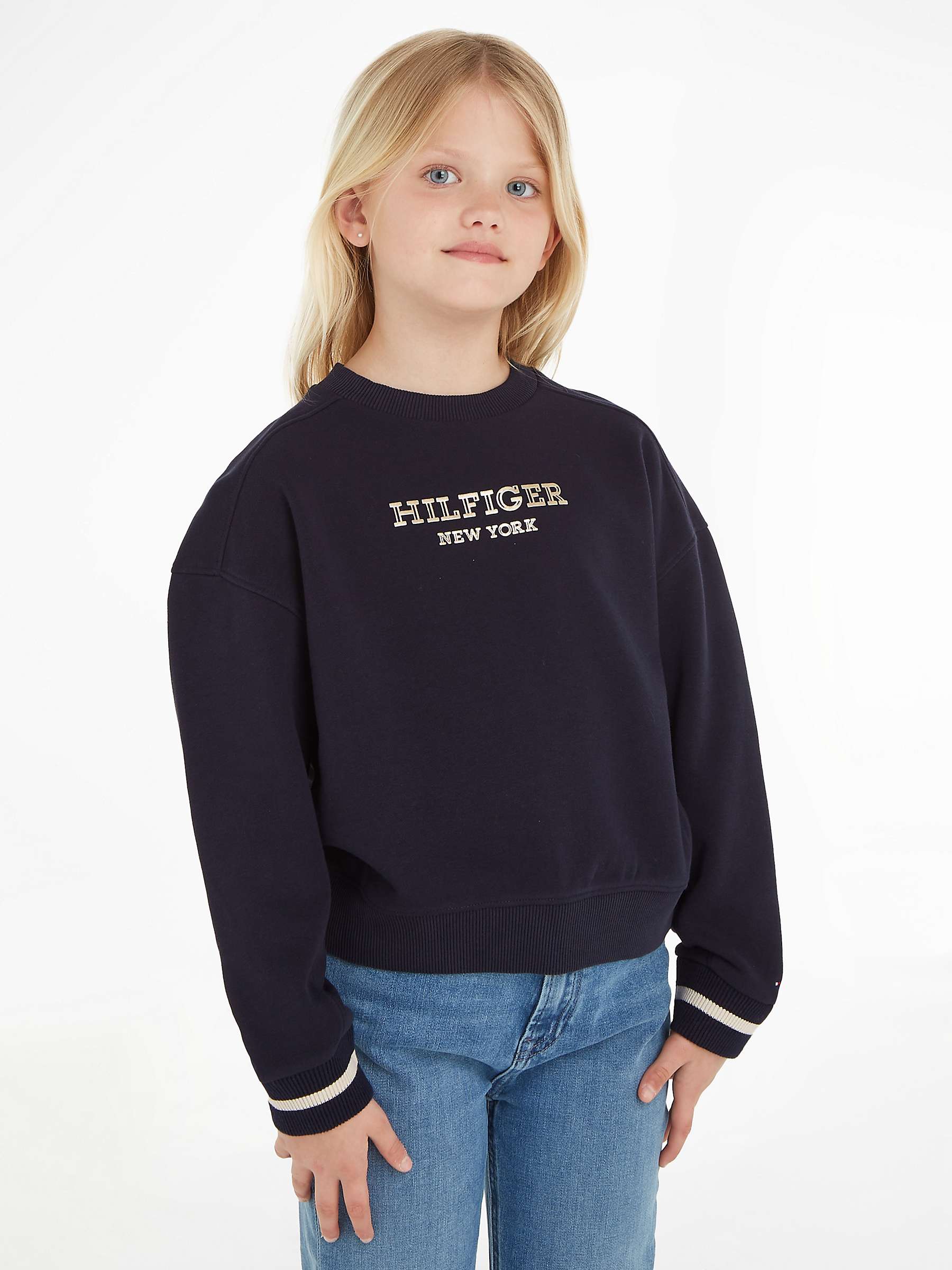 Buy Tommy Hilfiger Kids' Foil Monotype Logo Sweatshirt, Desert Sky Online at johnlewis.com