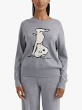 Chinti & Parker Wool and Cashmere Blend Dancing Snoopy Jumper, Grey Marl