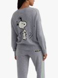 Chinti & Parker Wool and Cashmere Blend Dancing Snoopy Jumper, Grey Marl