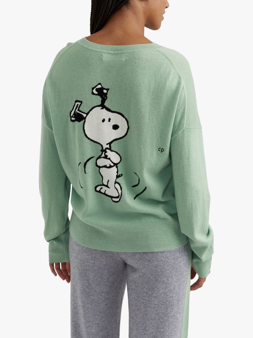 Chinti & Parker Wool and Cashmere Blend Dancing Snoopy Jumper, Pistachio Green, XL
