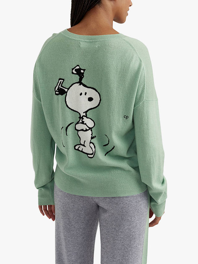 Chinti & Parker Wool and Cashmere Blend Dancing Snoopy Jumper, Pistachio Green