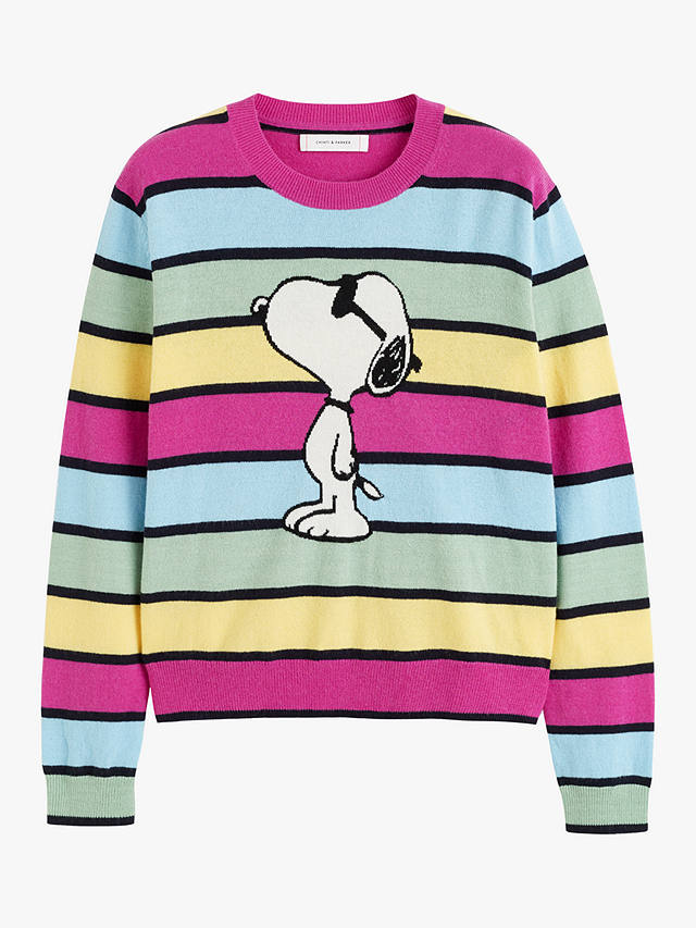 Chinti & Parker Wool and Cashmere Blend Striped Snoopy Jumper, Multi