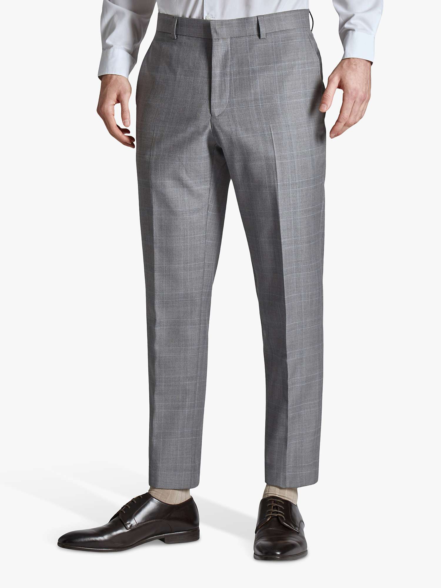 Buy Ted Baker Soft Check Slim Fit Wool Blend Trousers, Grey Online at johnlewis.com