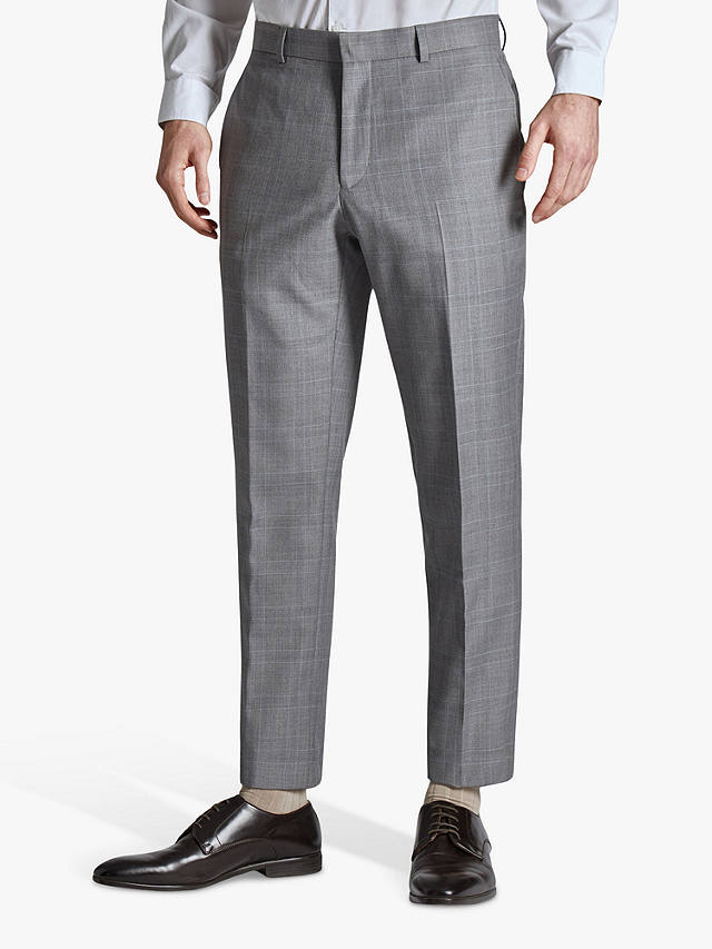 Ted Baker Soft Check Slim Fit Wool Blend Trousers, Grey