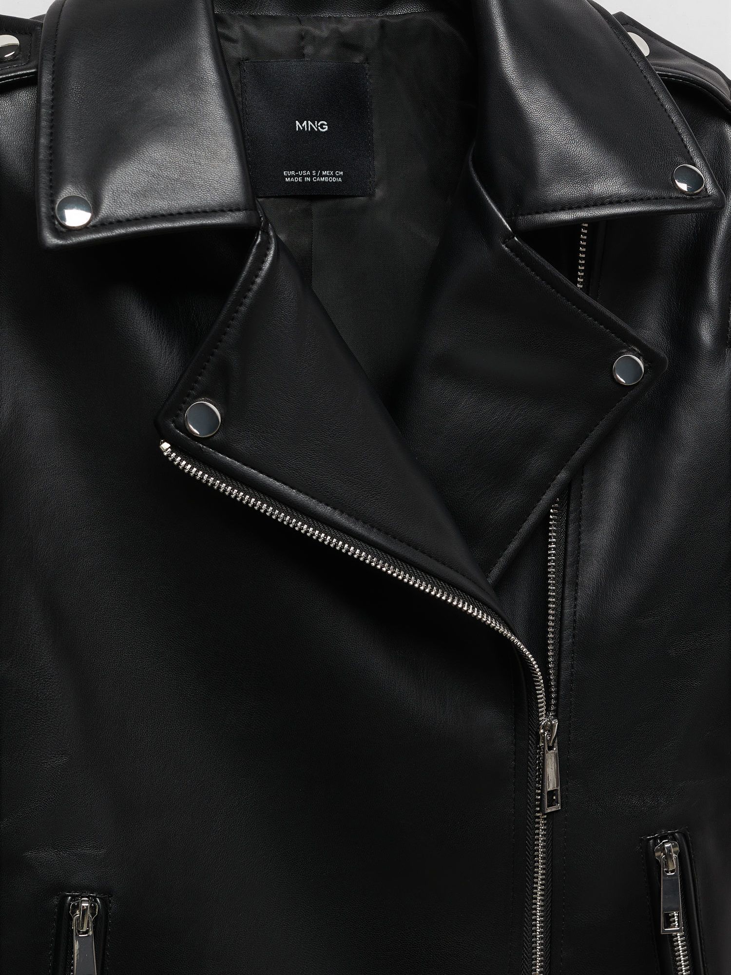 Buy Mango Liz Faux Leather Biker Jacket, Black Online at johnlewis.com
