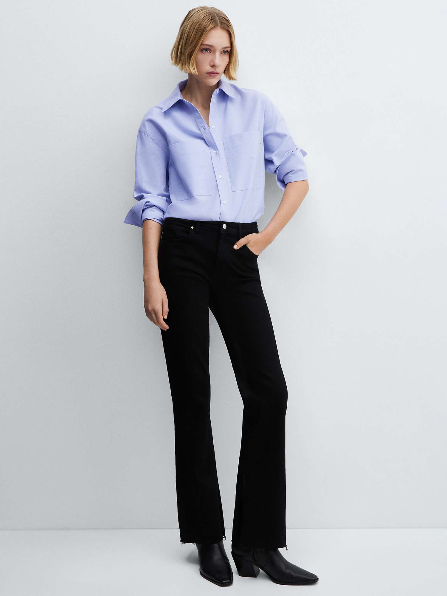 Buy Mango Elle Flared Mid Waist Jeans, Open Grey Online at johnlewis.com