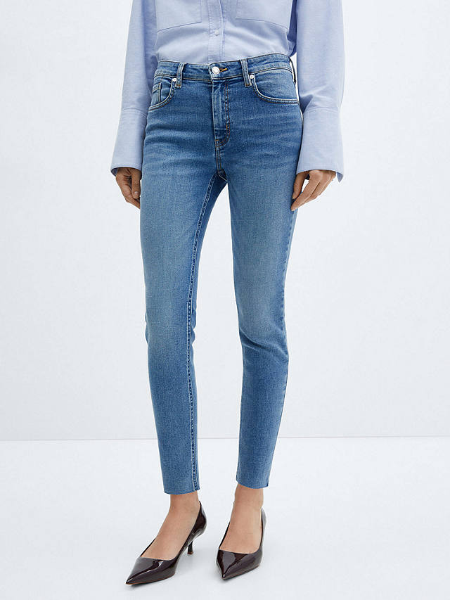 Mango Isa Skinny Cropped Jeans, Open Blue at John Lewis & Partners