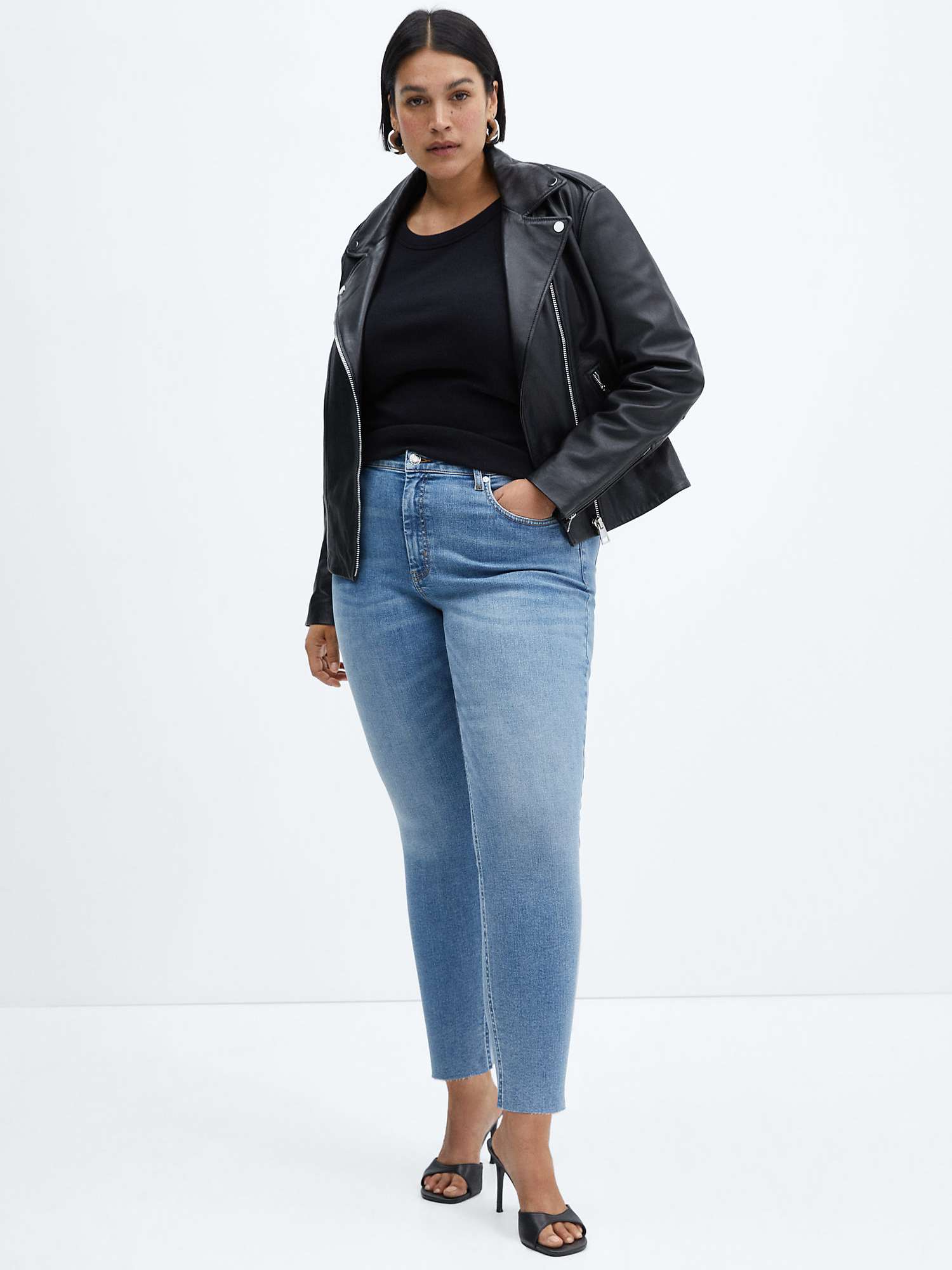 Mango Isa Skinny Cropped Jeans, Open Blue at John Lewis & Partners