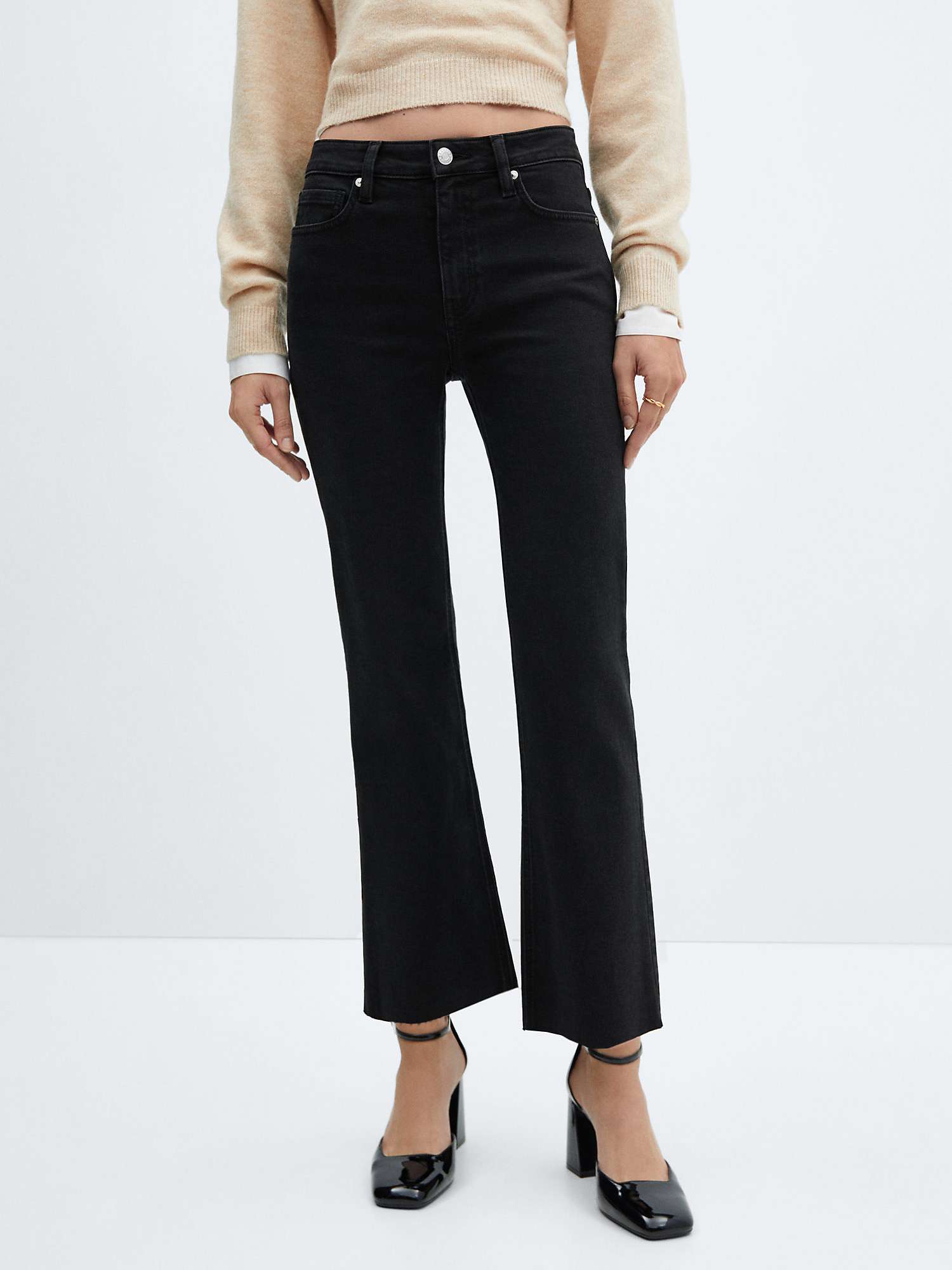 Buy Mango Sienna Cropped Flared Jeans, Open Grey Online at johnlewis.com