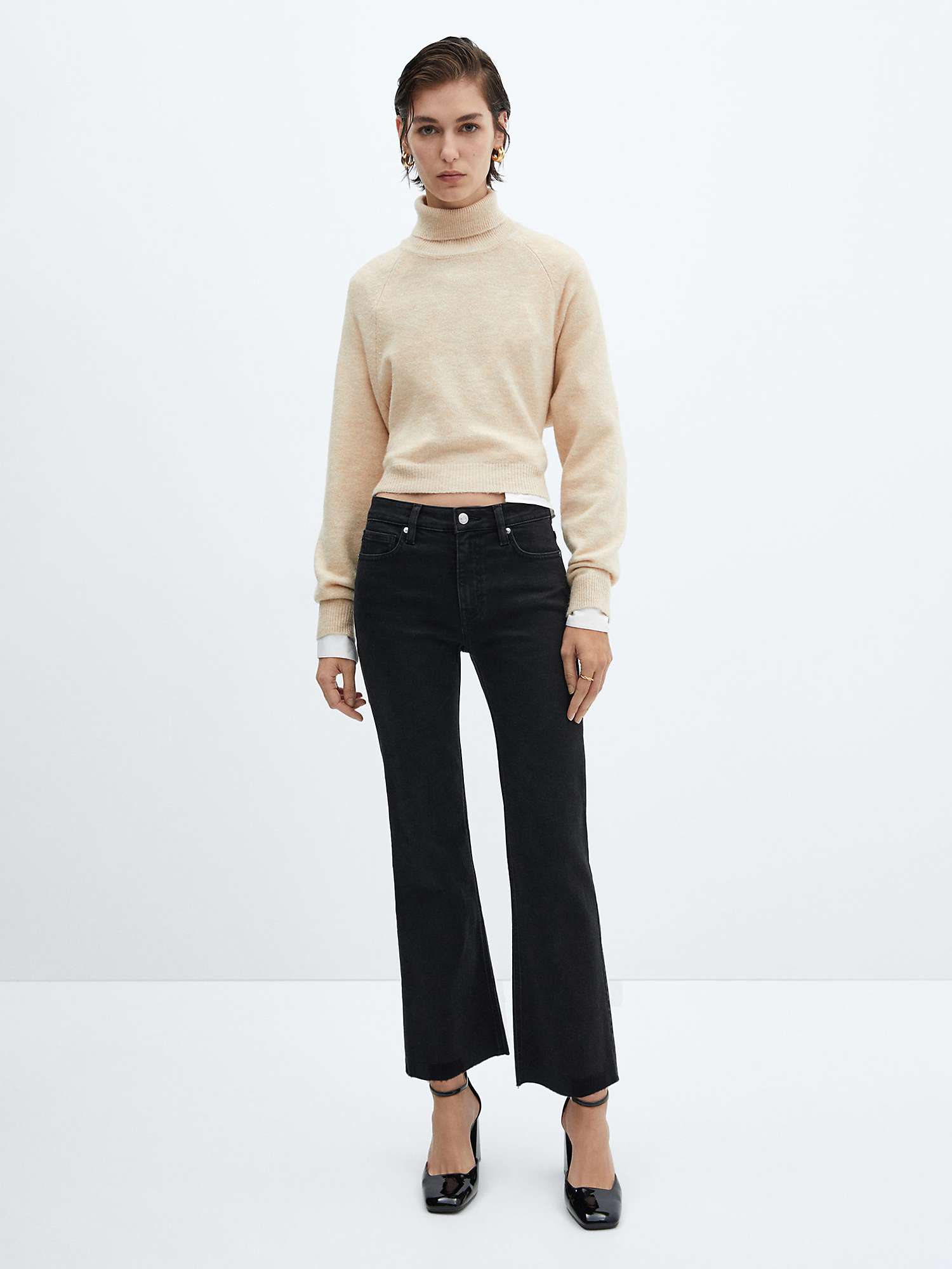 Buy Mango Sienna Cropped Flared Jeans, Open Grey Online at johnlewis.com