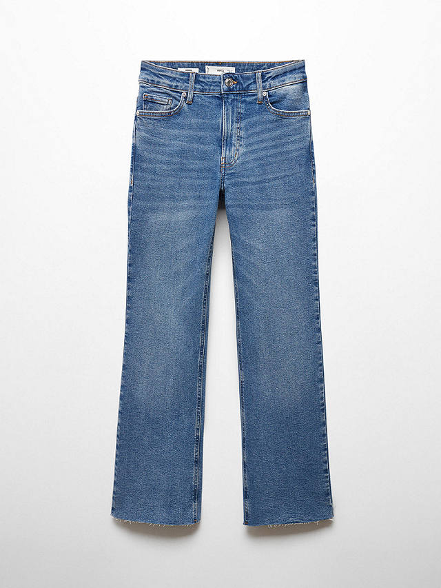 Mango Sienna Cropped Flared Jeans, Light Blue