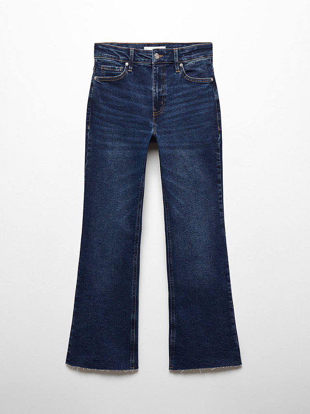 Mango Sienna Cropped Flared Jeans, Open Blue