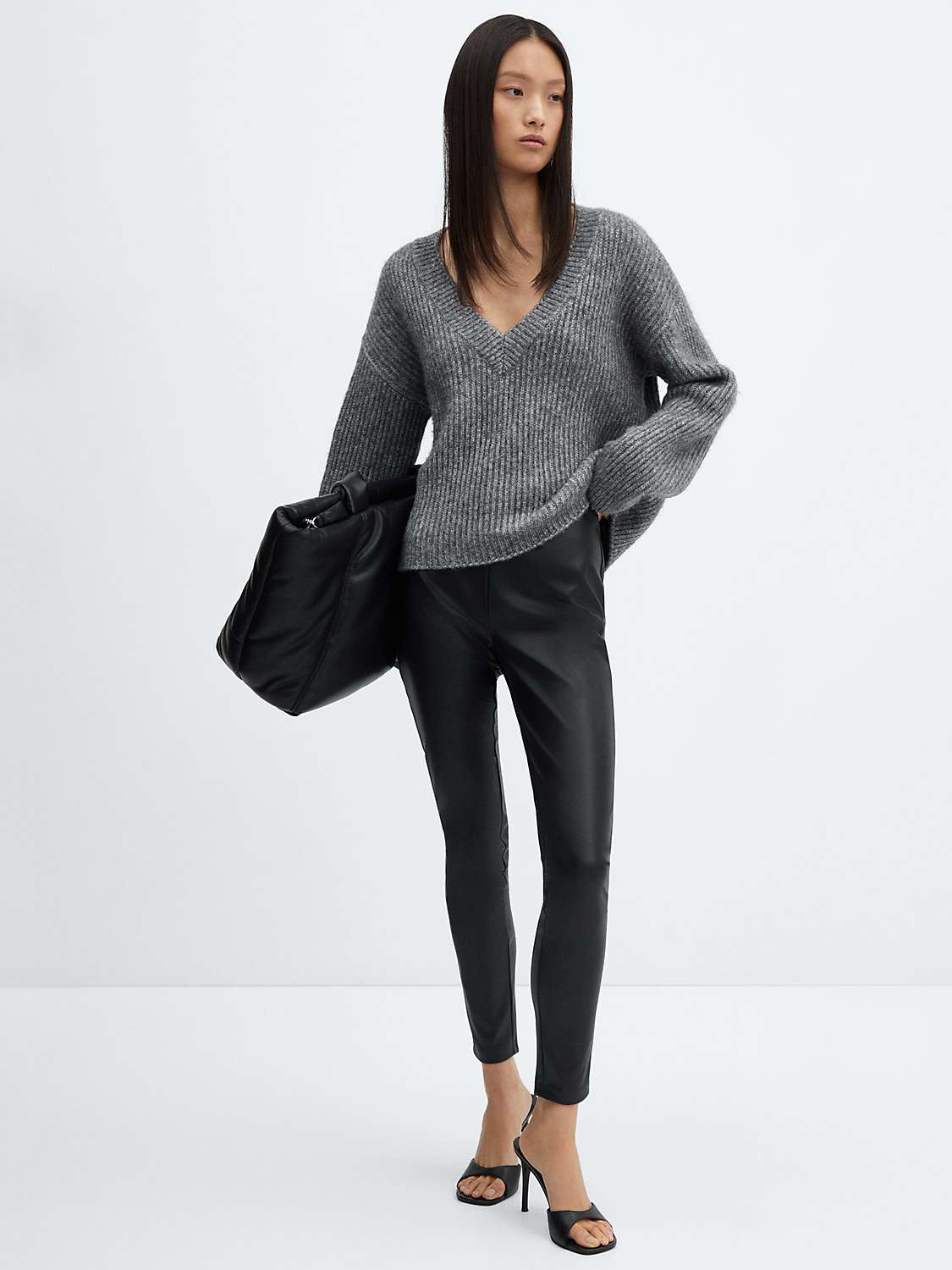 Buy Mango Groto Faux Leather Leggings, Black Online at johnlewis.com