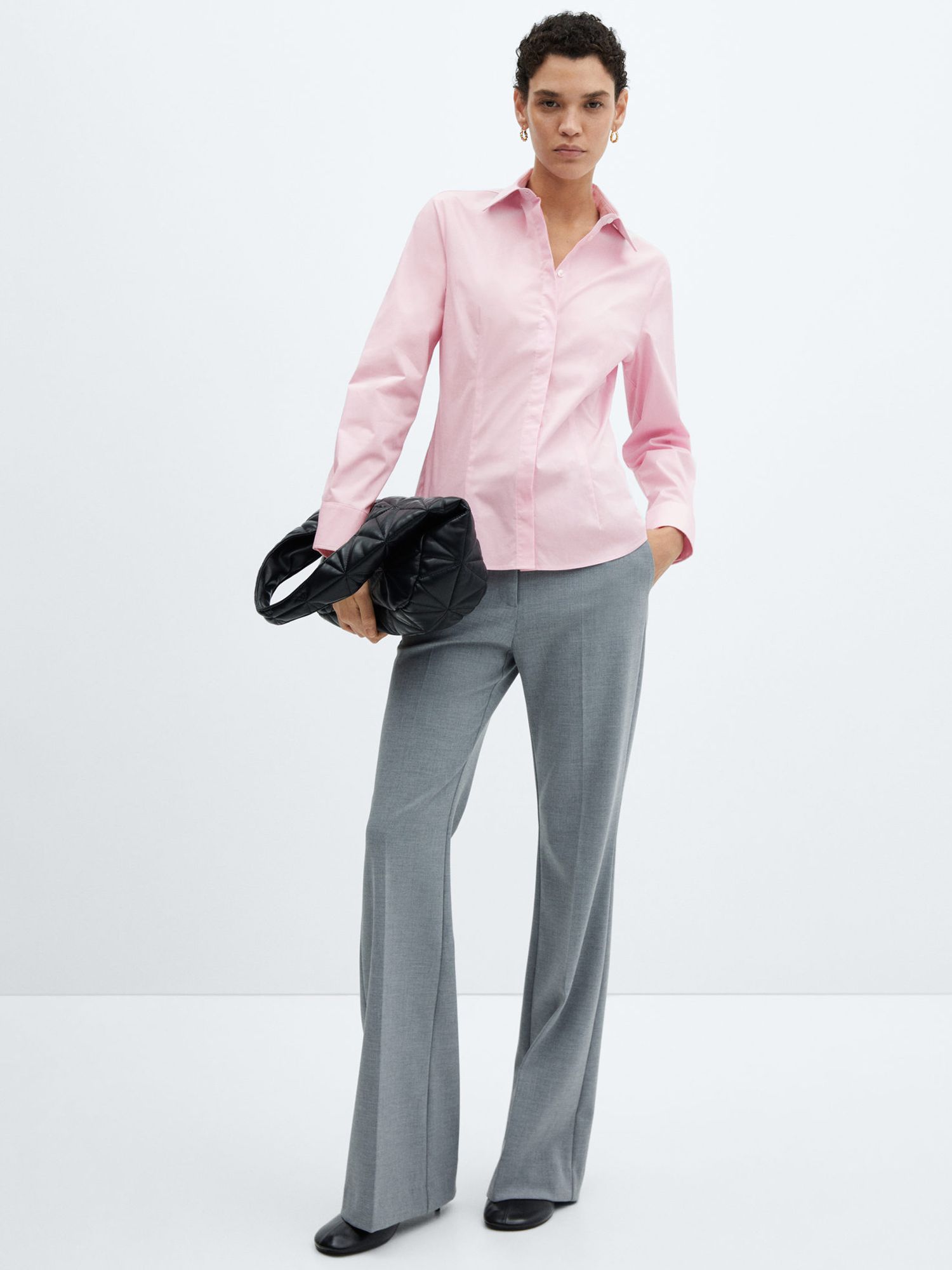 Mango Sofia Essential Long Sleeve Shirt, Pink, 4