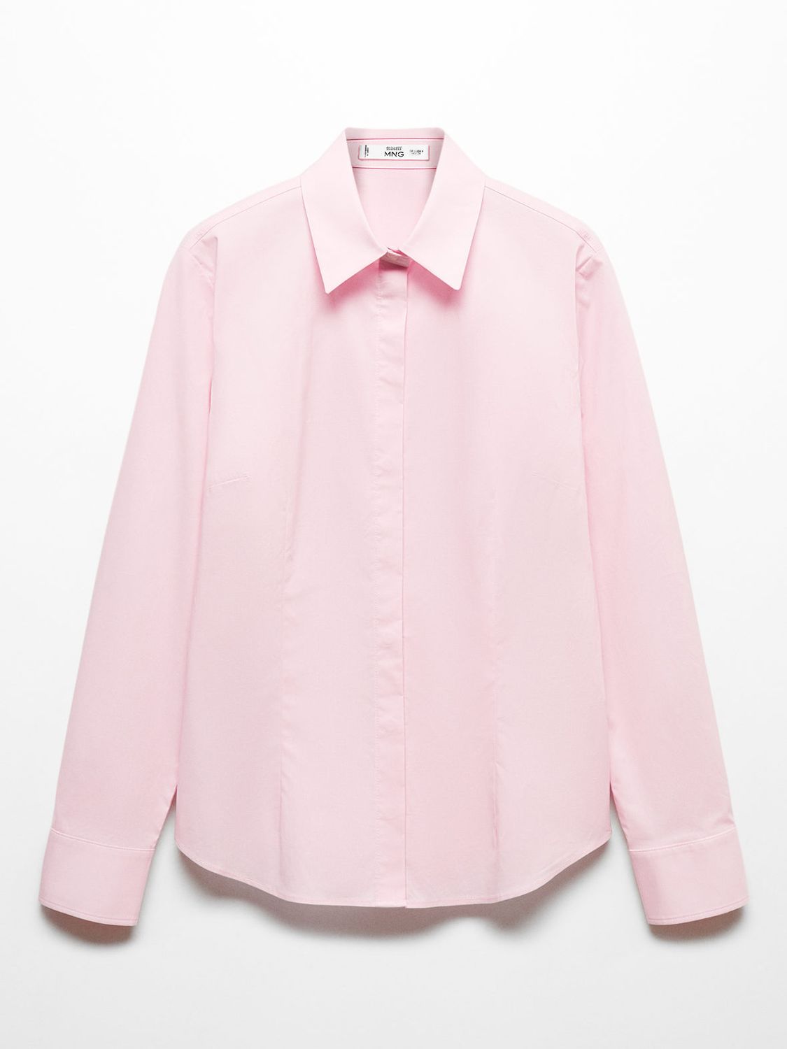Mango Sofia Essential Long Sleeve Shirt, Pink at John Lewis & Partners