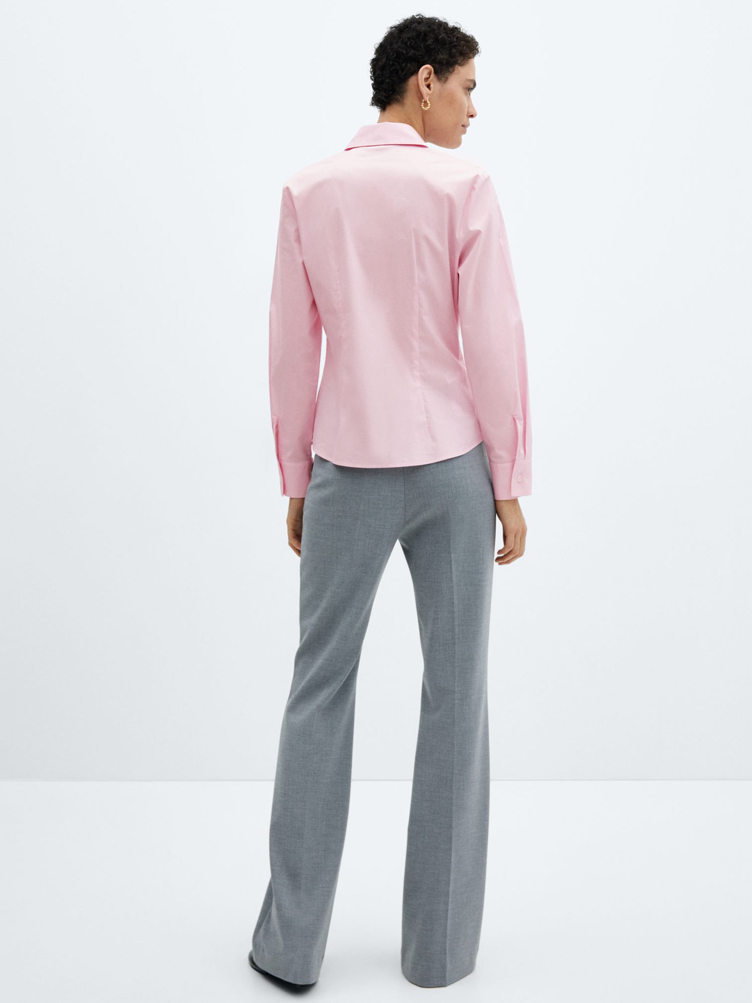 Mango Sofia Essential Long Sleeve Shirt, Pink, 4