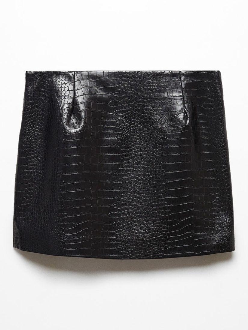 Buy Mango Croco Faux Leather Mini Skirt, Black Online at johnlewis.com
