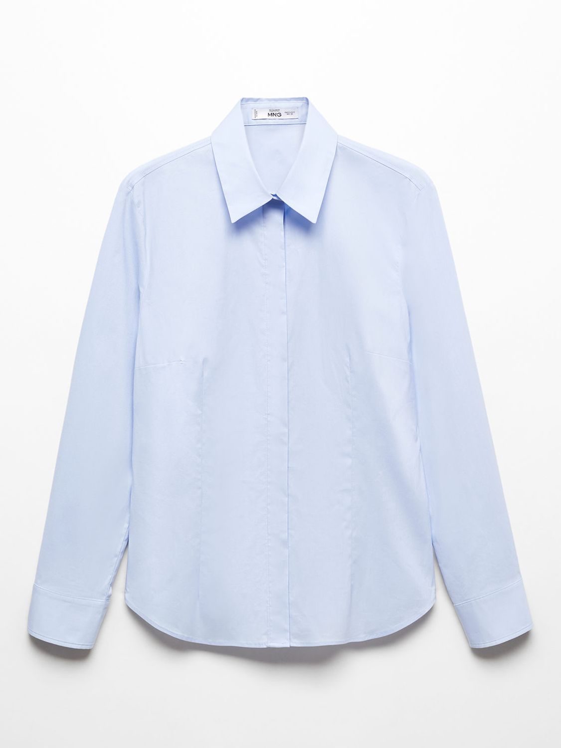 Mango Sofia Essential Long Sleeve Shirt, Pastel Blue at John Lewis ...