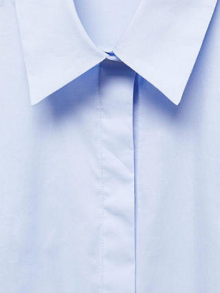 Mango Sofia Essential Long Sleeve Shirt, Pastel Blue