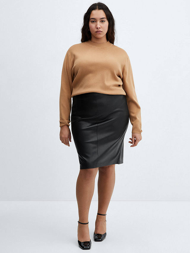 Mango Faux Leather Pencil Skirt, Black