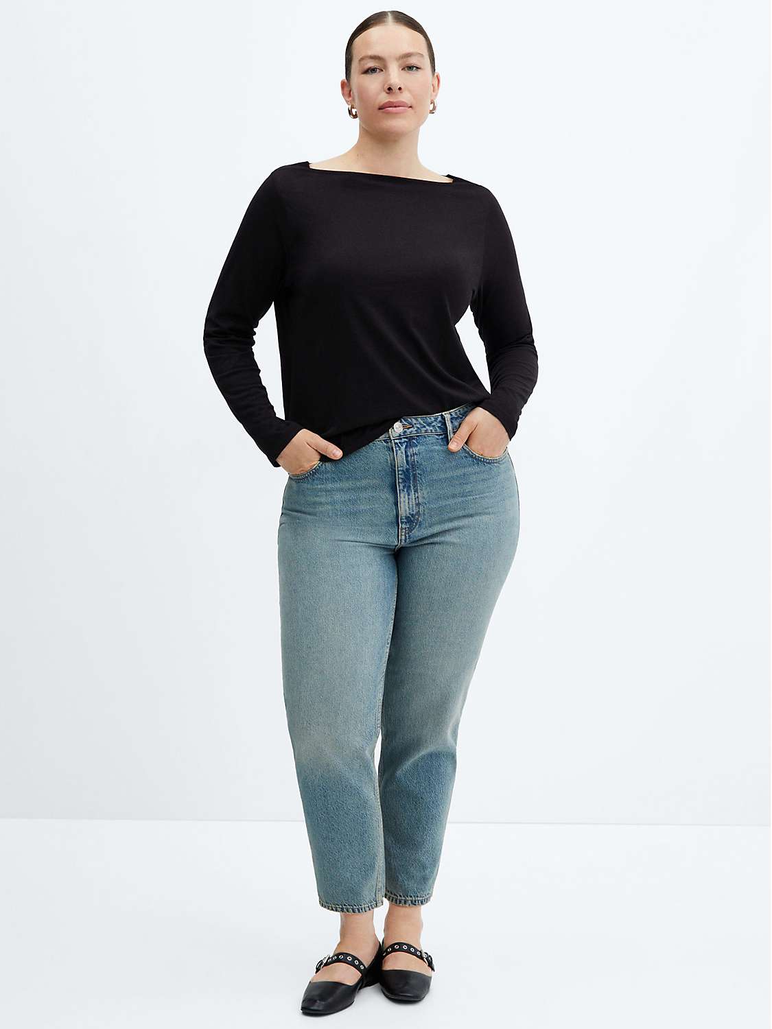 Buy Mango Saco Cotton Boat Neck Top Online at johnlewis.com