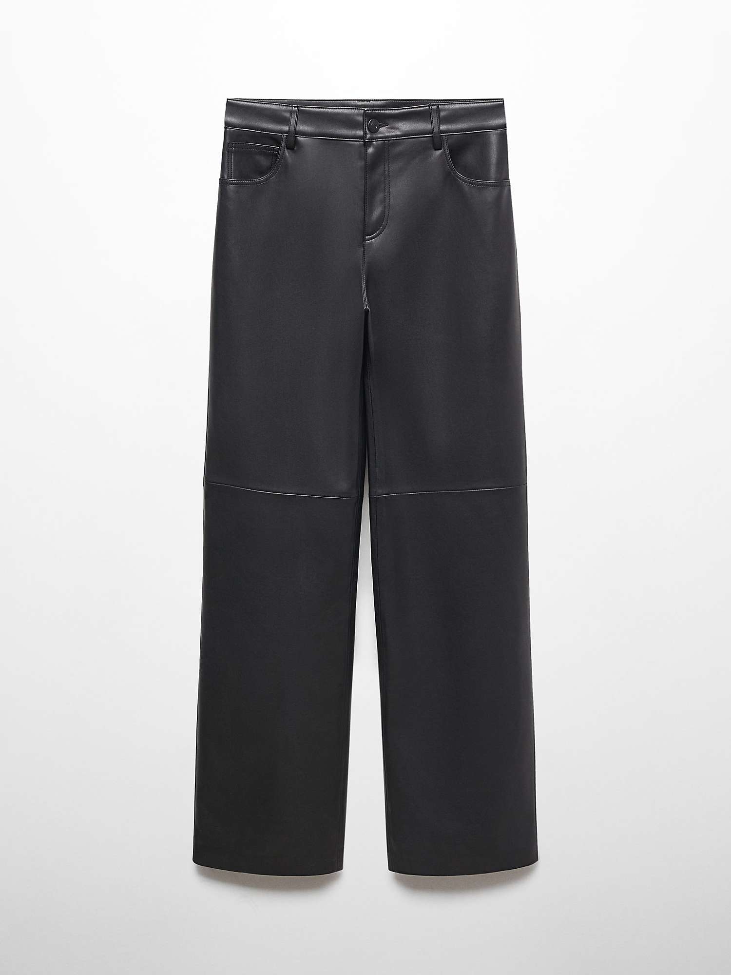 Buy Mango Faux Leather High Waist Trousers, Black Online at johnlewis.com