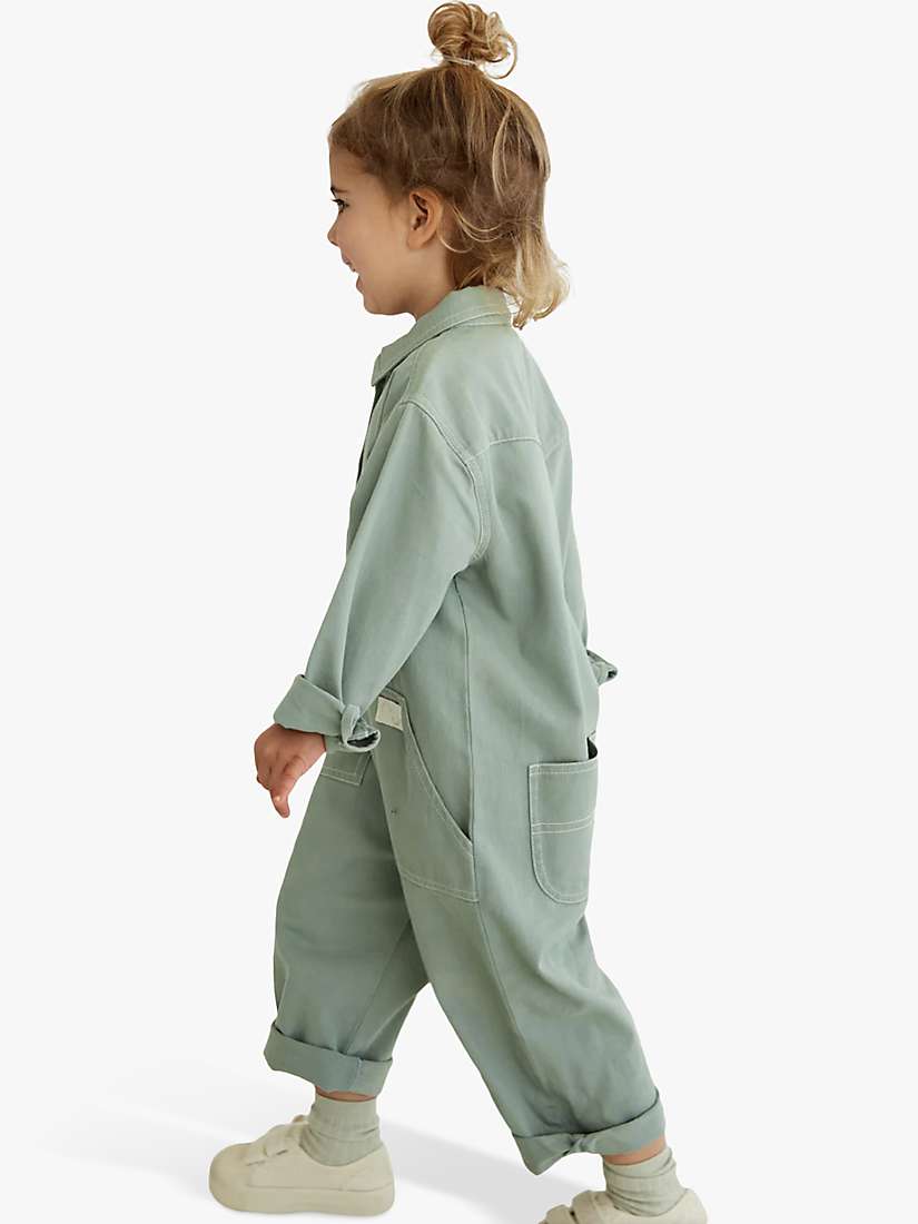 Buy Claude & Co Baby Organic Cotton Milking It Overalls, Sea Green Online at johnlewis.com