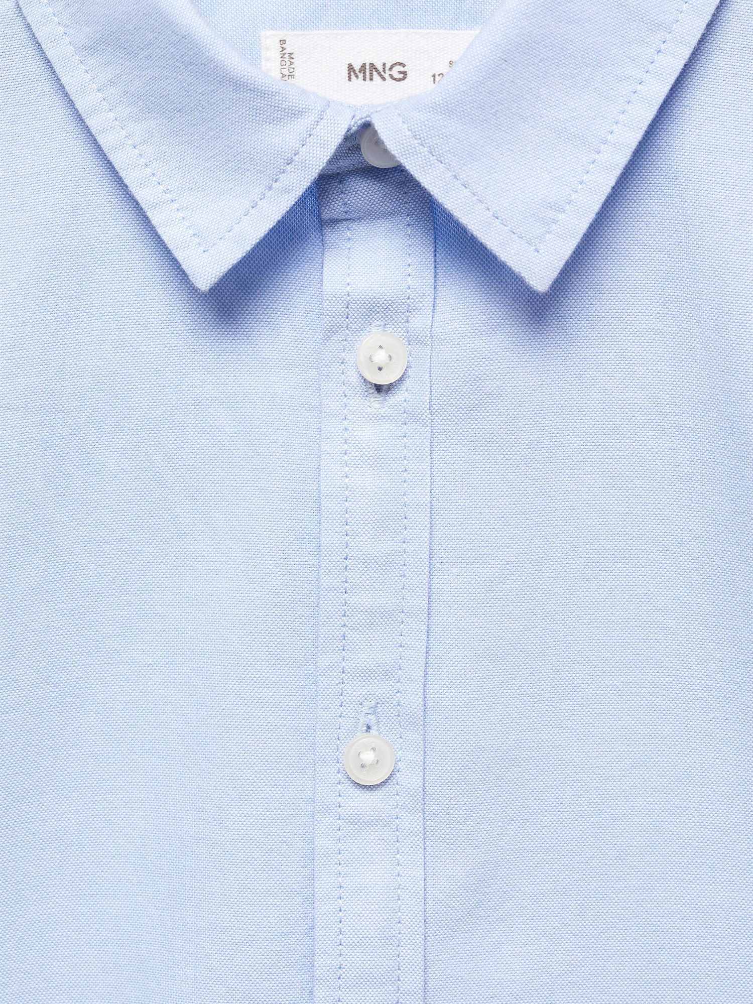 Mango Kids' Regular Fit Cotton Oxford Shirt, Pastel Blue, 5 years