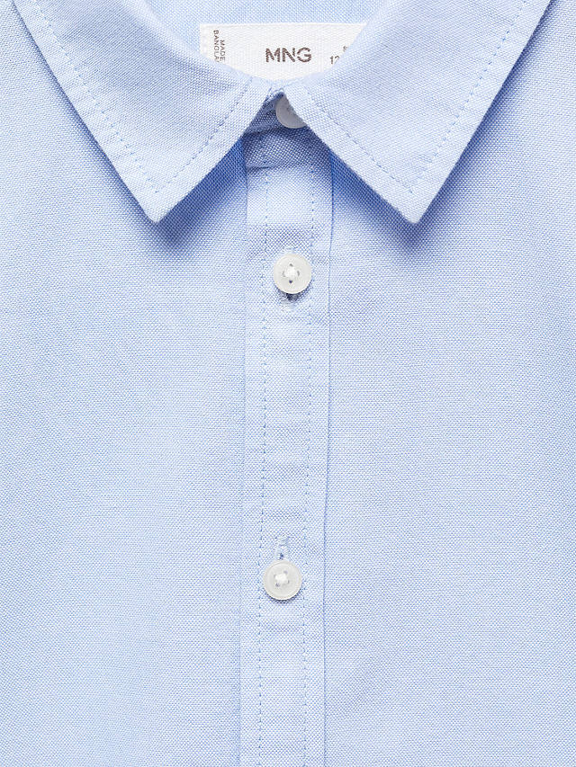 Mango Kids' Regular Fit Cotton Oxford Shirt, Pastel Blue
