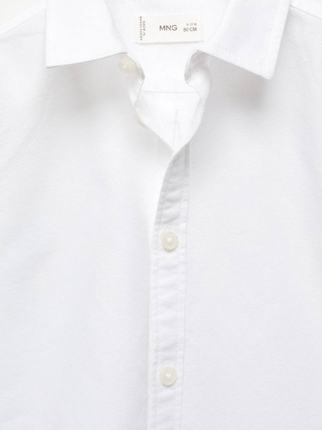 Mango Baby Regular Fit Cotton Oxford Shirt, White