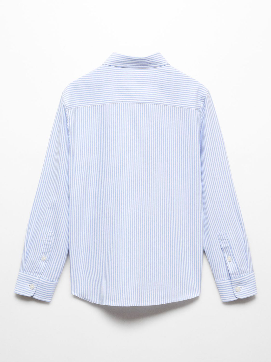 Mango Kids' Regular Fit Cotton Stripe Oxford Shirt, Medium Blue, 5 years