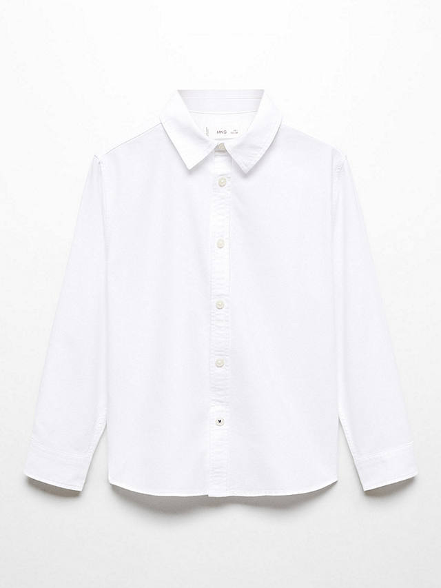 Mango Kids' Regular Fit Cotton Oxford Shirt, White