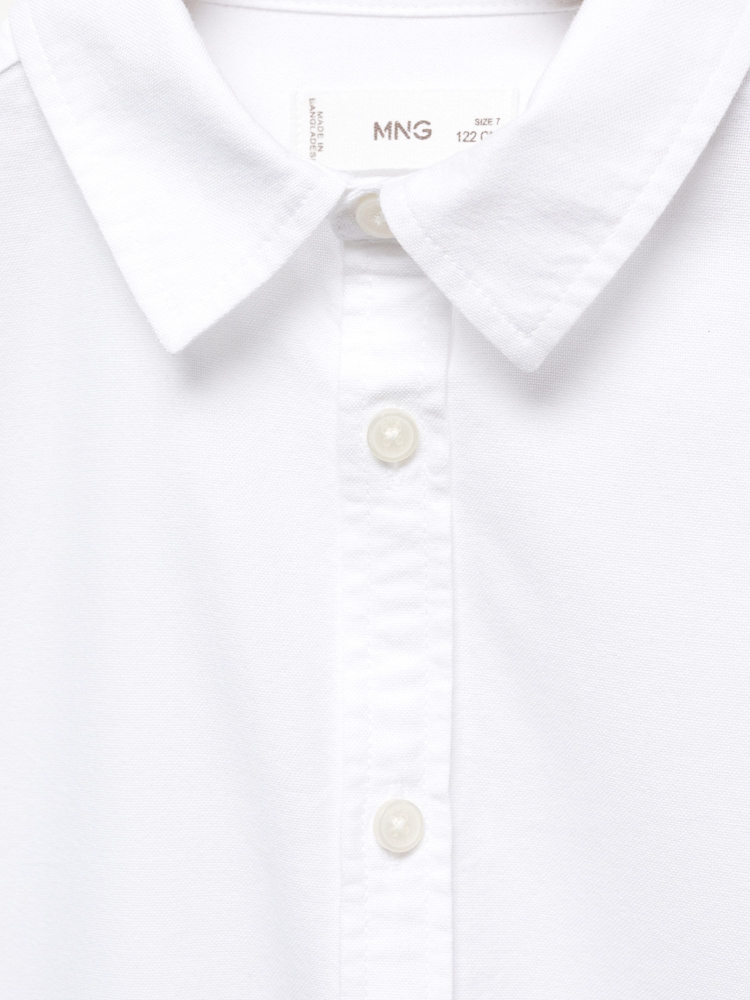 Mango Kids' Regular Fit Cotton Oxford Shirt, White at John Lewis & Partners
