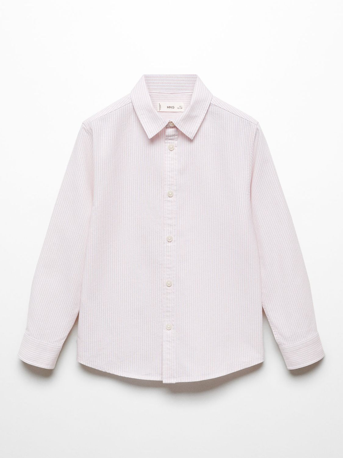 Mango Kids' Regular Fit Cotton Stripe Oxford Shirt, Pink, 5 years