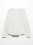 Mango Kids' Basica Cotton Long Sleeve T-Shirt, Natural White