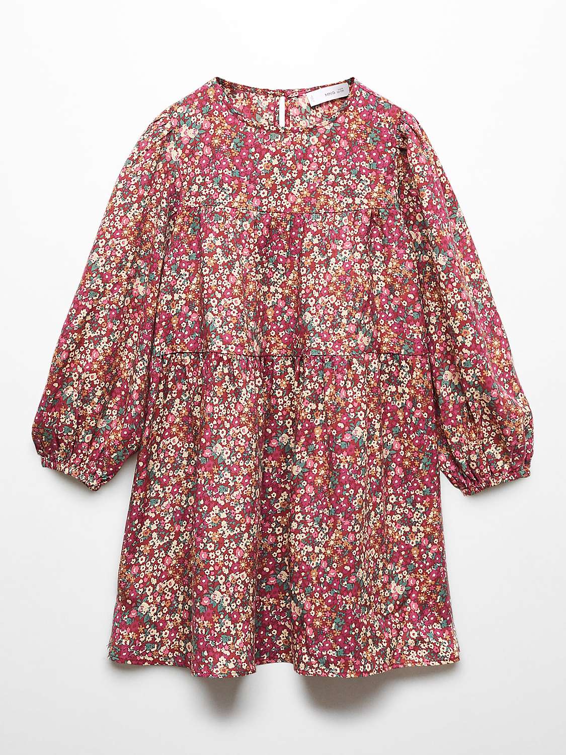Buy Mango Kids' Marg Floral Print Dress, Dark Red Online at johnlewis.com