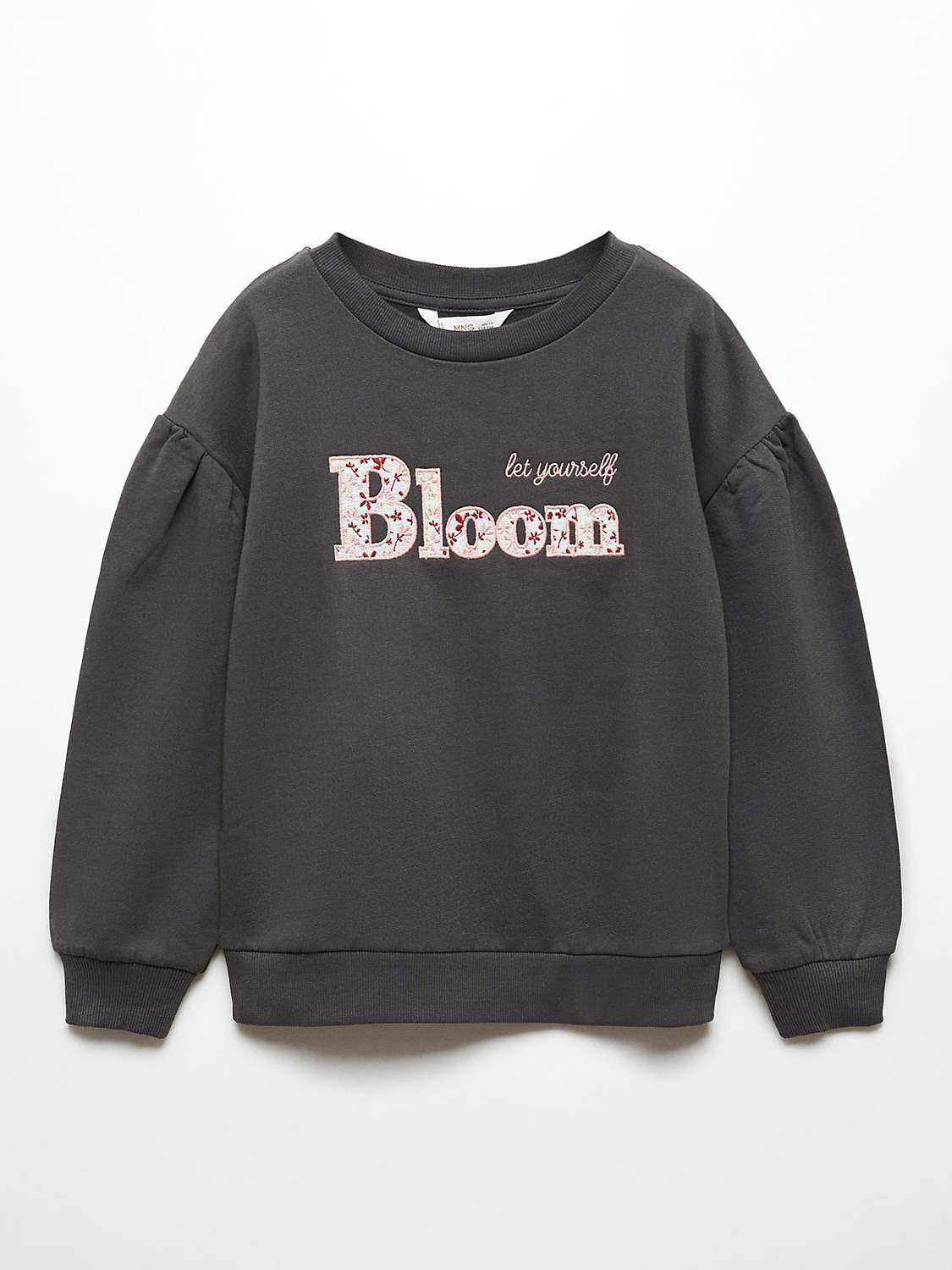 Buy Mango Kids' Bloom Embroidered Sweatshirt, Charcoal Online at johnlewis.com
