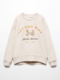 Mango Kids' Dublini Let's Go Ride Sweatshirt, Pastel Brown