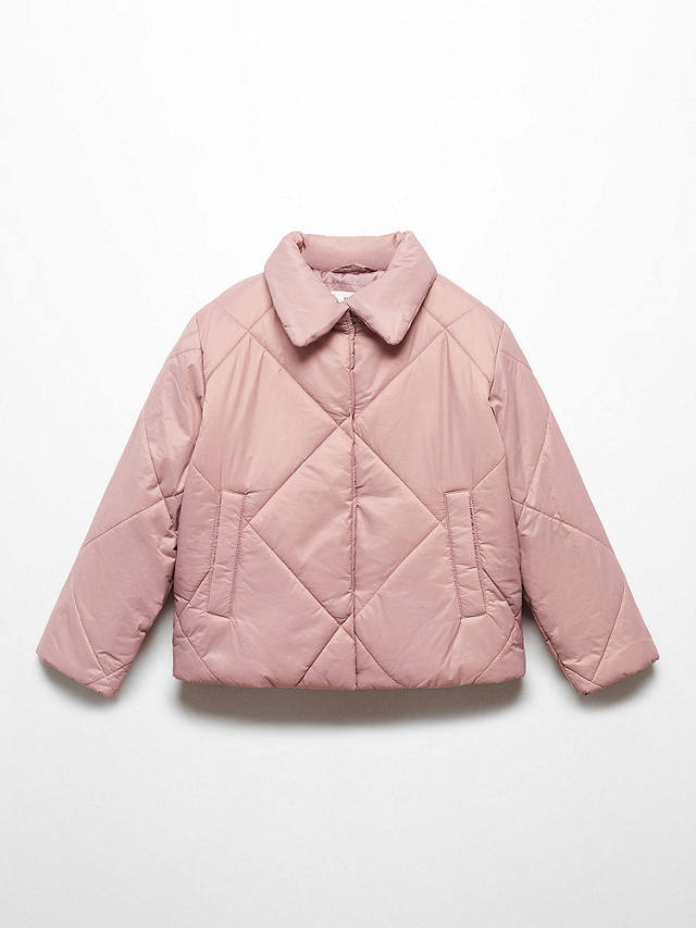 Mango Kids' Presi Quilted Coat, Pink