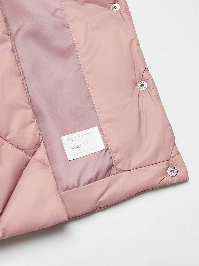 Mango Kids' Presi Quilted Coat, Pink
