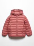 Mango Kids' Paola Quilted Hooded Jacket, Dark Red