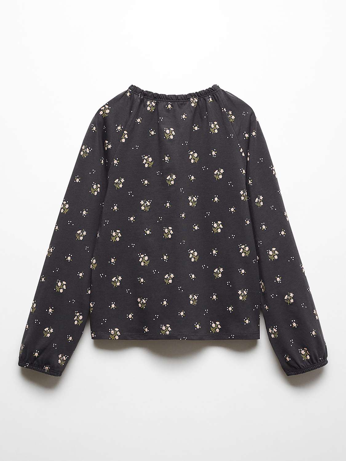 Buy Mango Kids' Norma Floral Print Long Sleeve T-Shirt, Charcoal Online at johnlewis.com