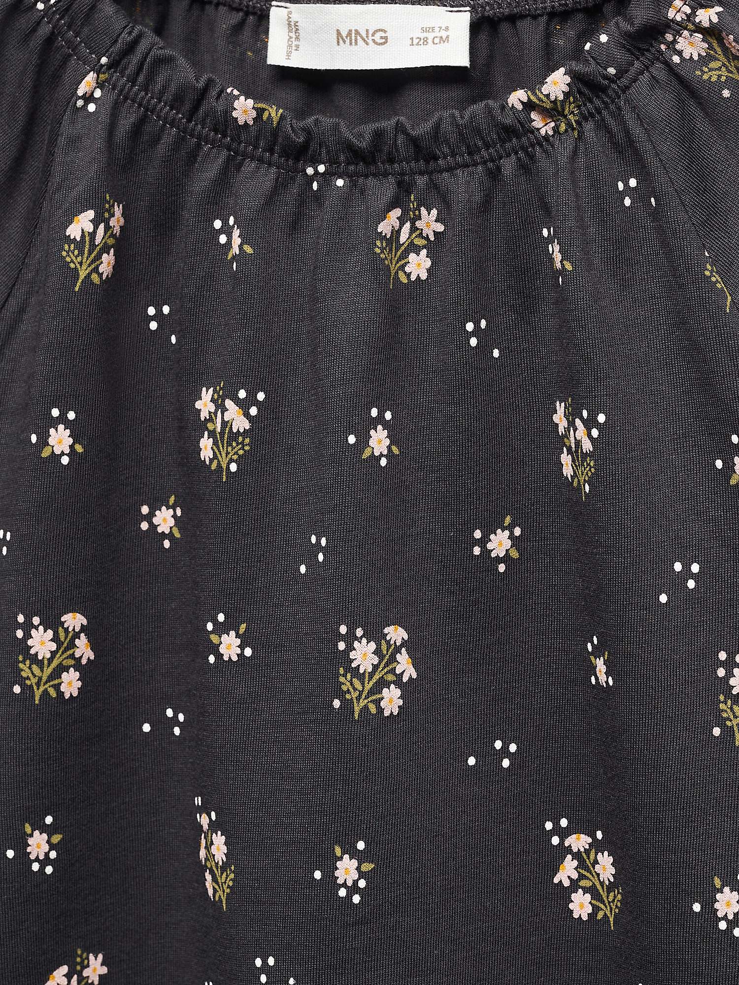 Buy Mango Kids' Norma Floral Print Long Sleeve T-Shirt, Charcoal Online at johnlewis.com