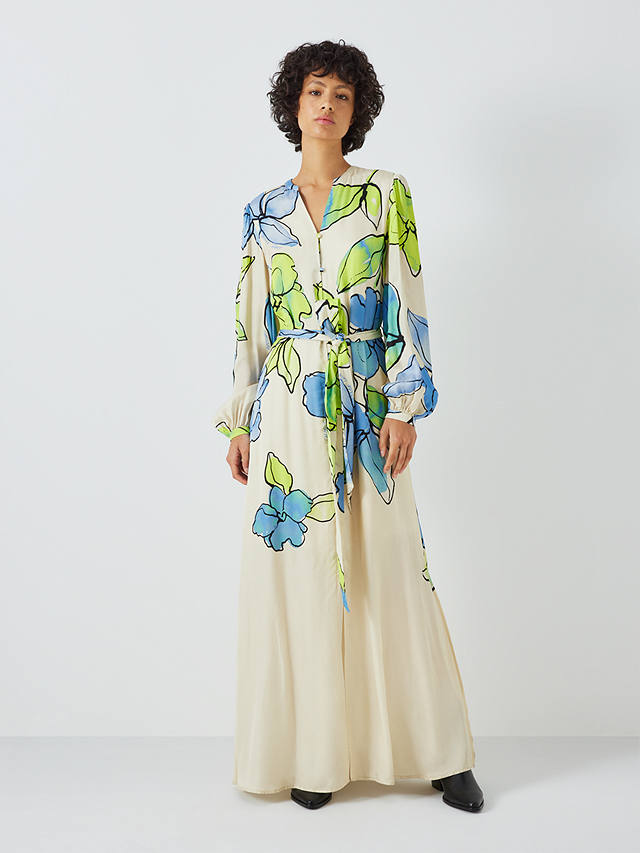 Fabienne Chapot Erina Floral Print Maxi Dress, Cream White/Lilac