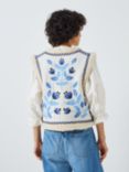 Fabienne Chapot Tommy Embroidered Gilet, Cornflower Blue/Multi, Cornflower Blue/Multi