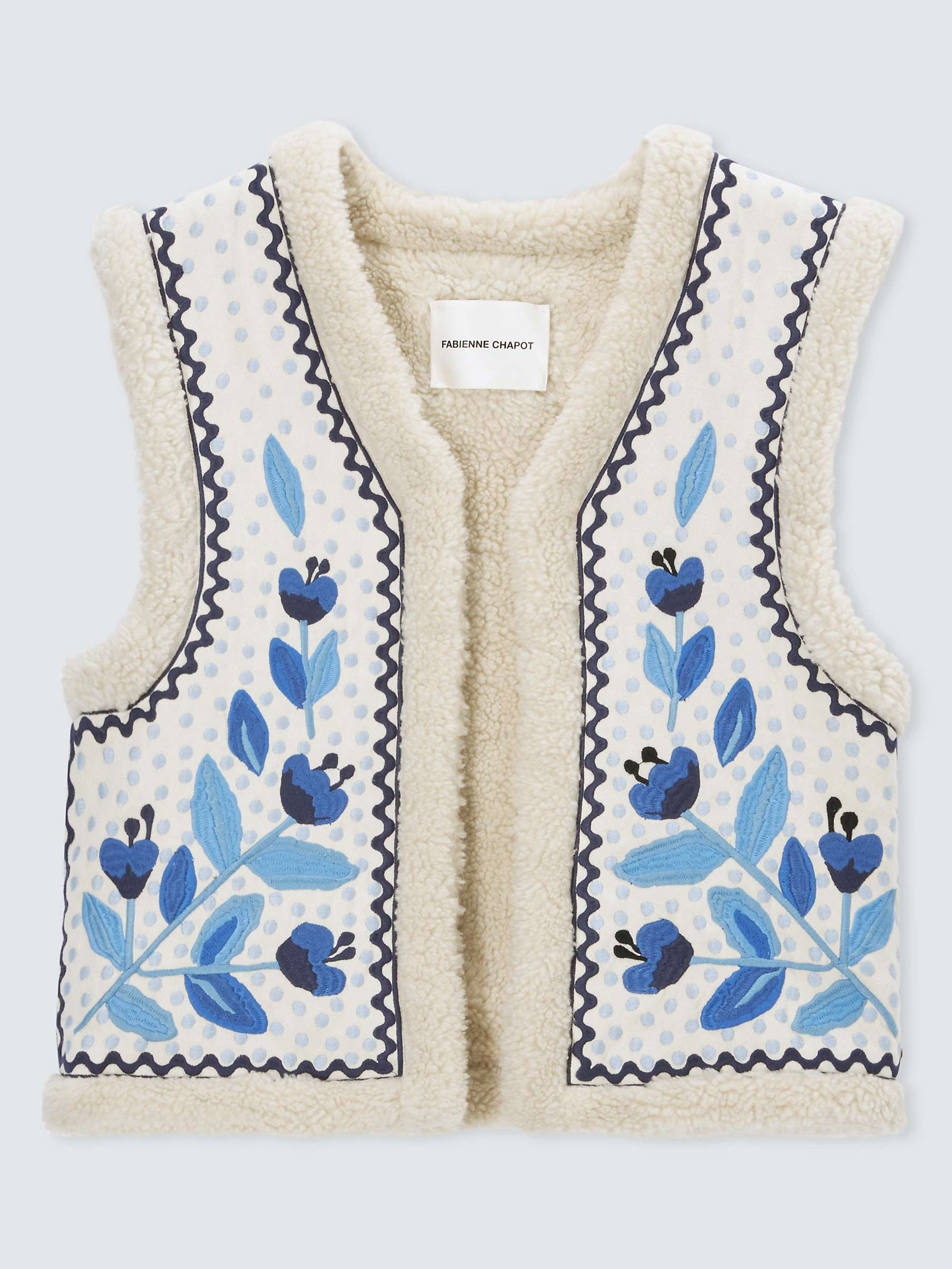 Buy Fabienne Chapot Tommy Embroidered Gilet, Cornflower Blue/Multi Online at johnlewis.com